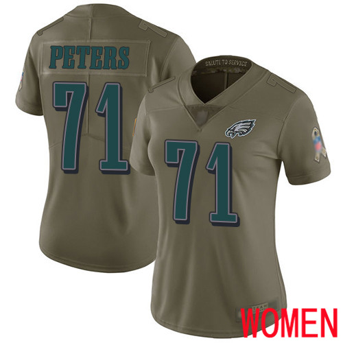 Women Philadelphia Eagles #71 Jason Peters Limited Olive 2017 Salute to Service Football NFL Jersey